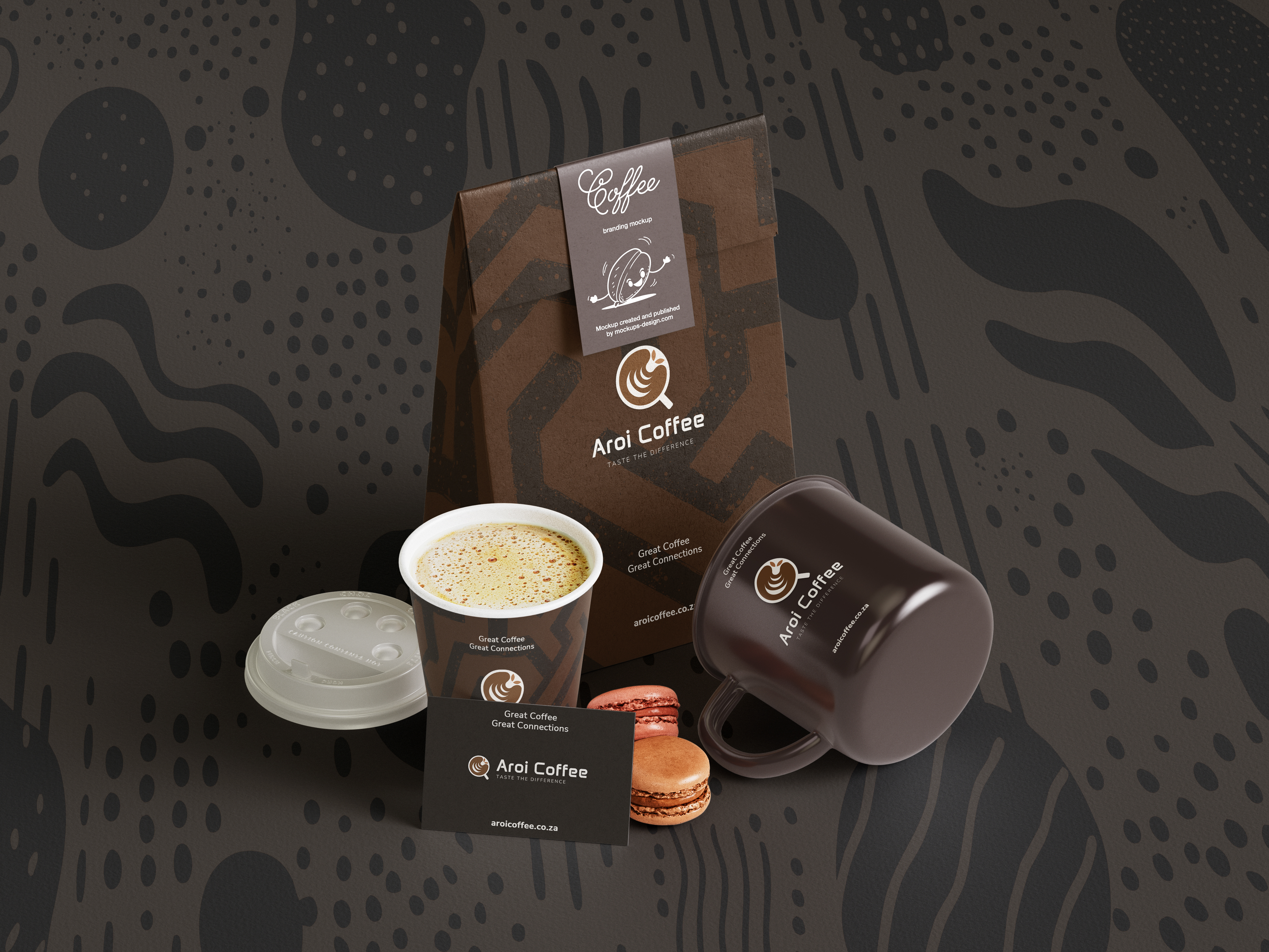 Aroi Coffee branding mockup
